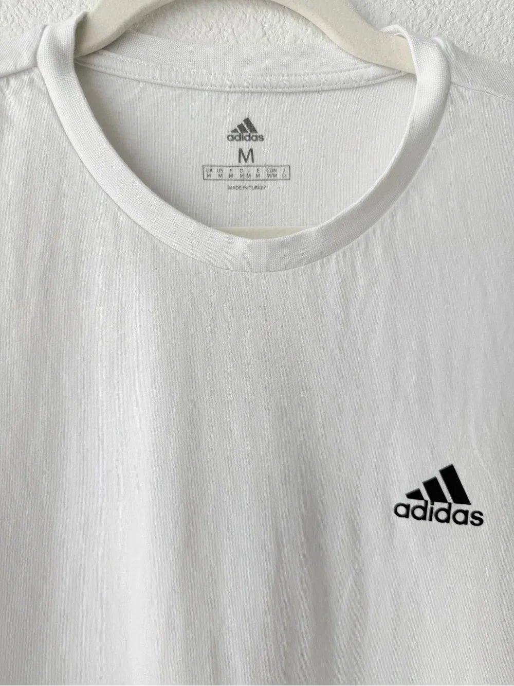adidas White Short Sleeve Crewneck Tee with Sleeve Graphics
